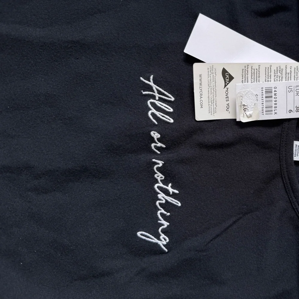 Black Crop Top with Script - Picture 4 of 7